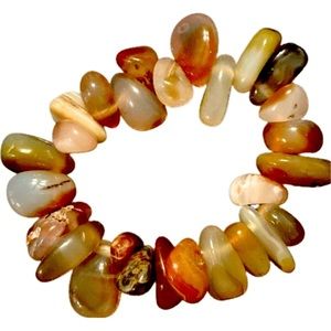 Stretch tumble natural agate citrine polished stone bracelet